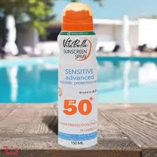 اسپری ضد افتاب spf50 برند ویتابلا-- مخصوص بدن جلوگیری از افتاب سوختگی وارداتی اصل از نمایندگی ایران زمین